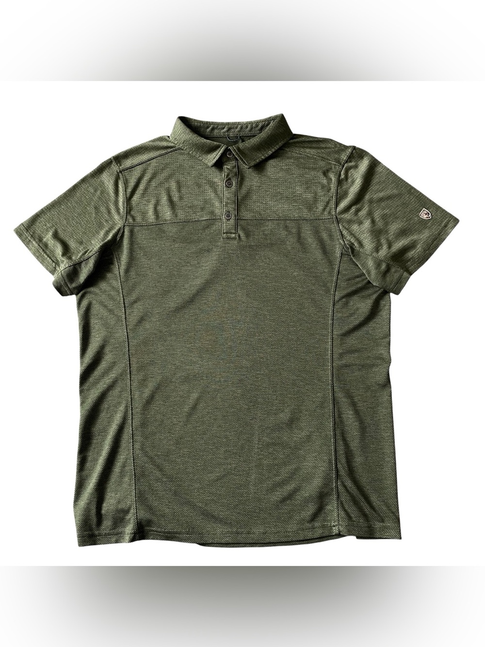 KÜHL Engineered Polo Men’s Medium Green Performance Shirt Polo Short Sleeve UPF